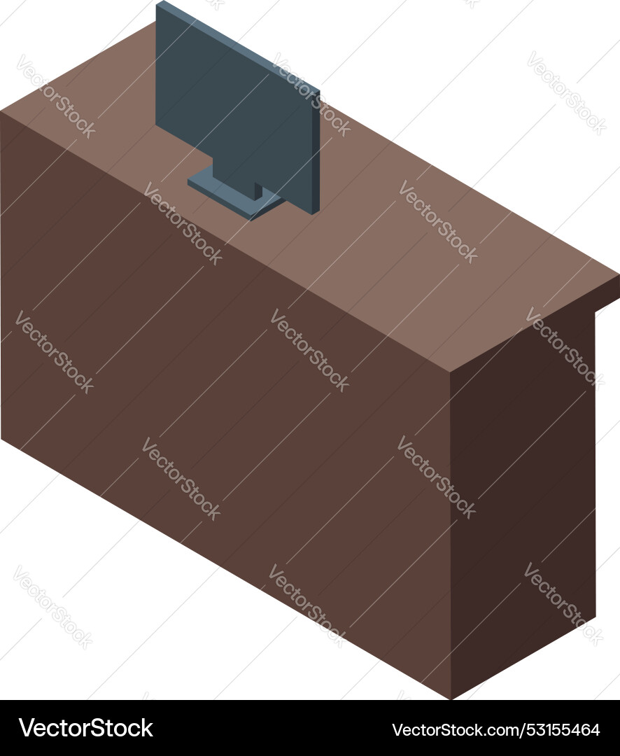 Reception desk with computer monitor standing vector image