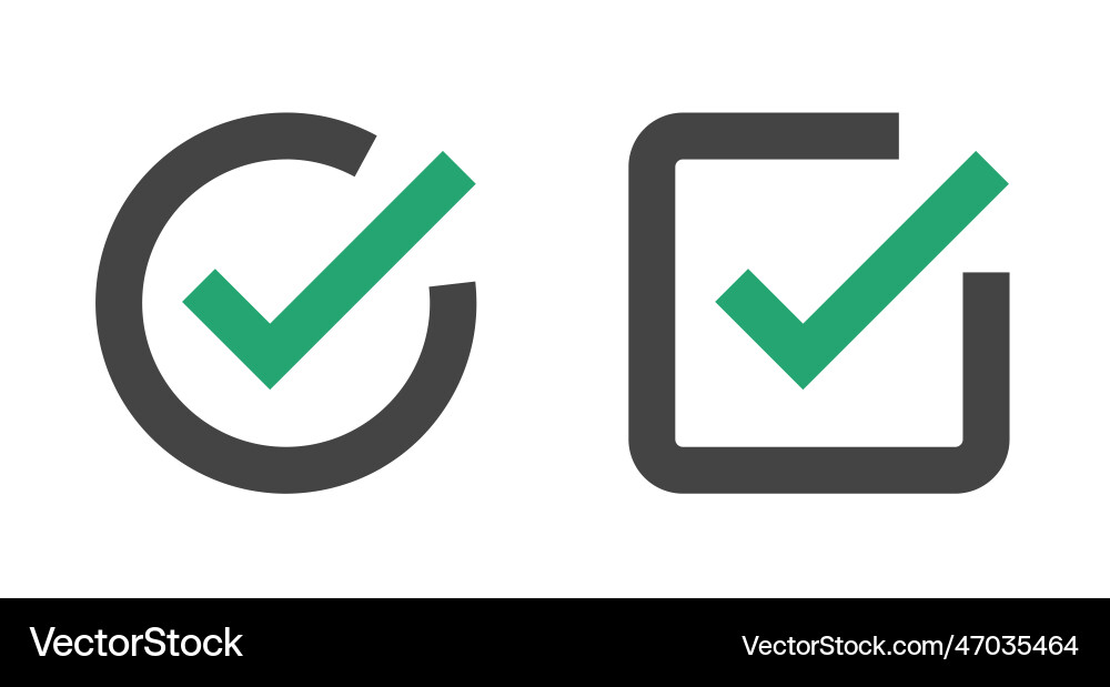 Round checkbox and square icon set Round checkbox and square icon set Vector Image