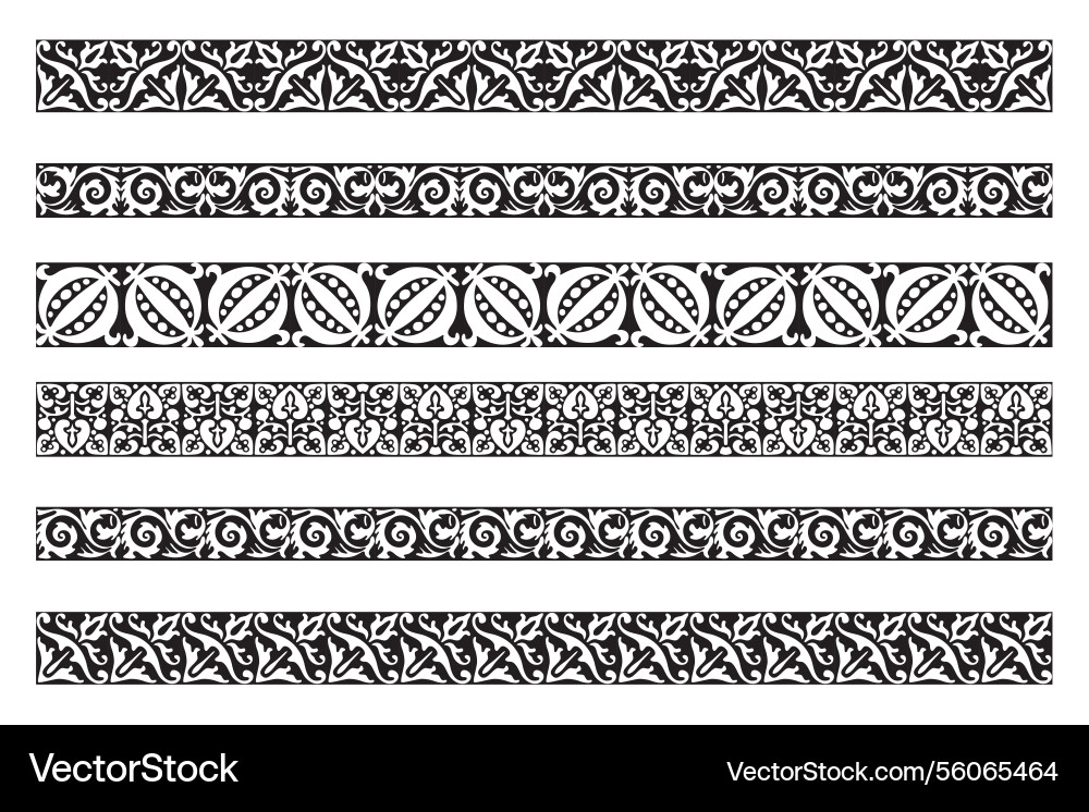 Set of decorative seamless ornamental border Set of decorative seamless ornamental border vector image