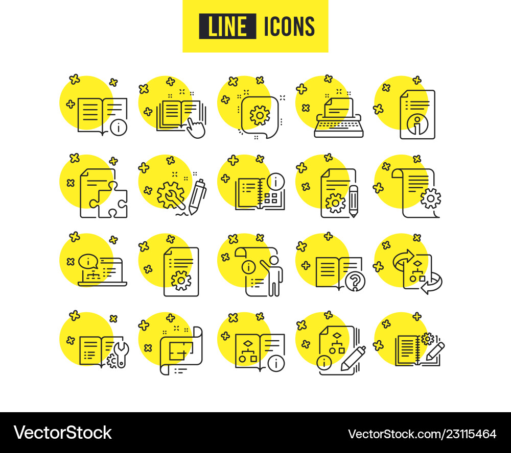 Technical documentation line icons set Vector Image