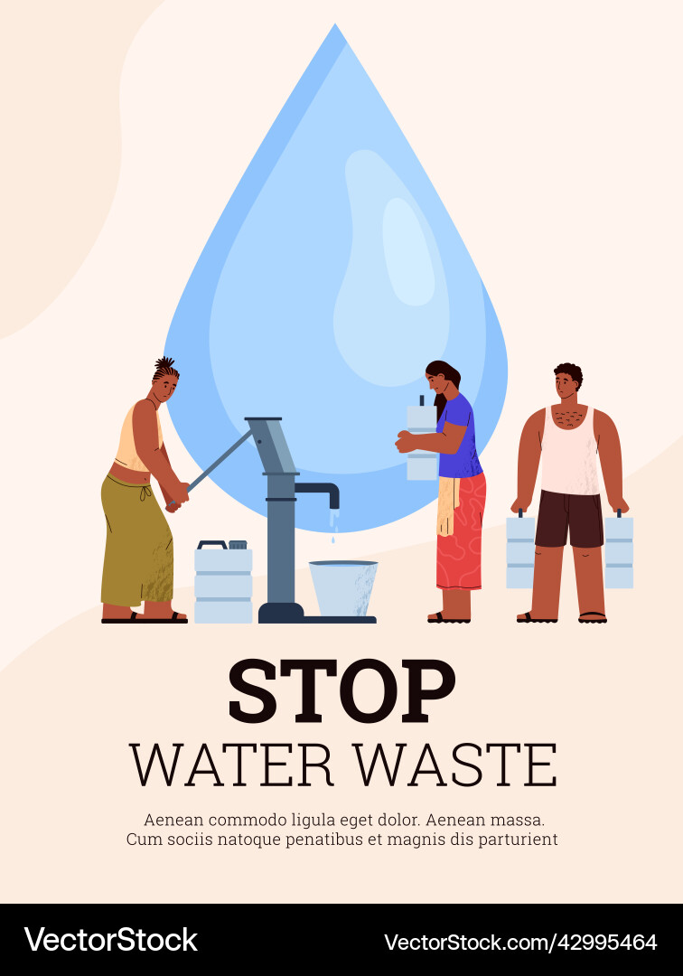 Wasserabfälle Aufmerksamkeit Poster Personen füllen Hahn Wasserabfälle Aufmerksamkeit Poster Personen füllen Hahn vektorbild