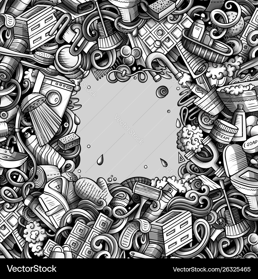 Badezimmer Hand gezogen Doodles Badezimmer Hand gezogen Doodles vektorbild