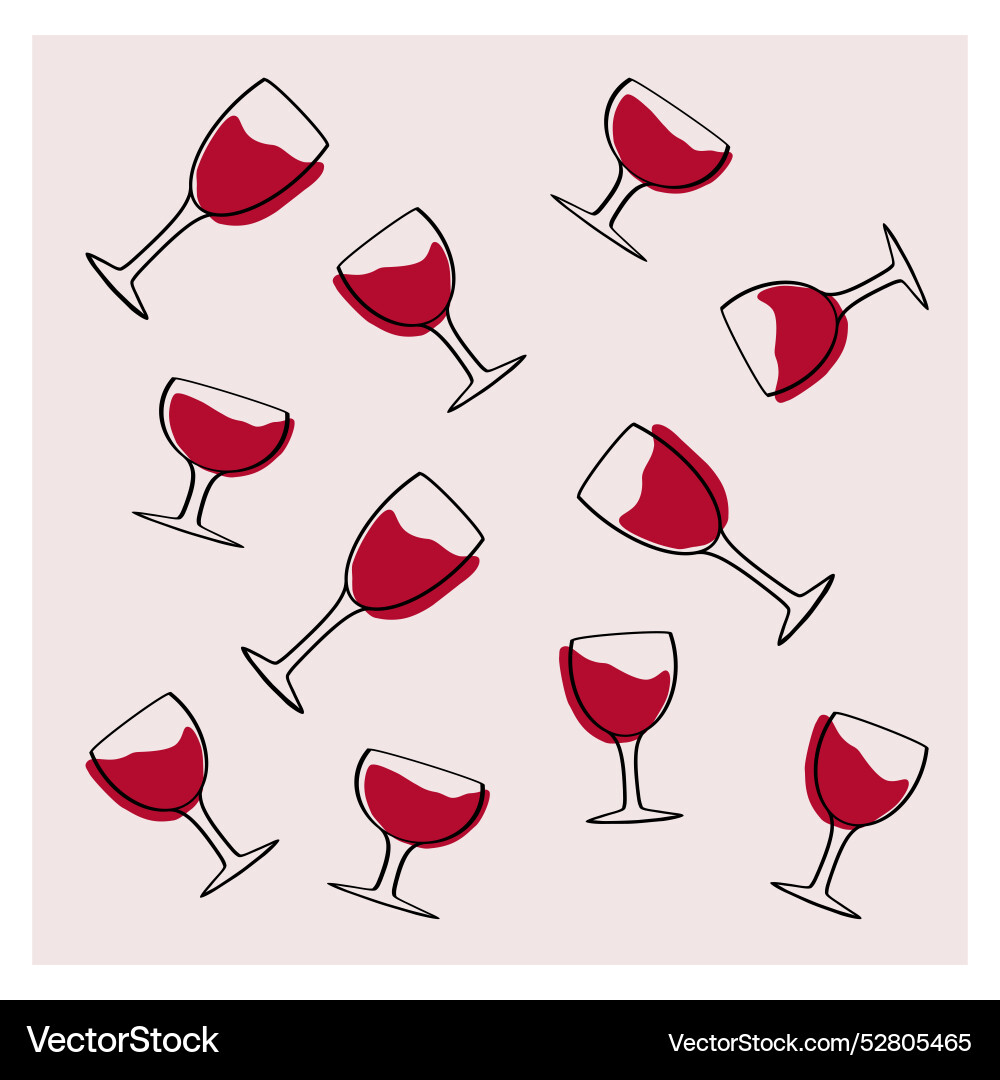 Decorative pattern featuring wine glasses with red Decorative pattern featuring wine glasses with red vector image
