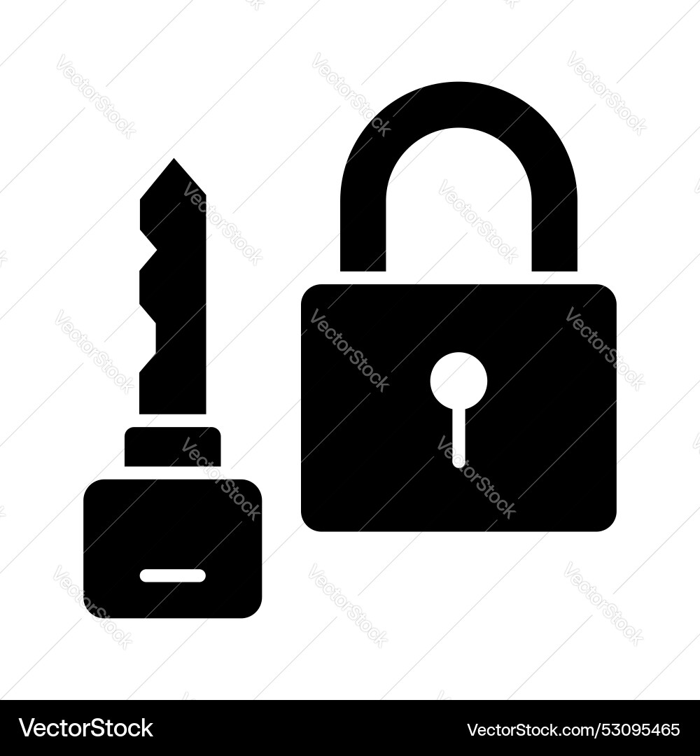 Padlock with key showing concept icon of private Vector Image