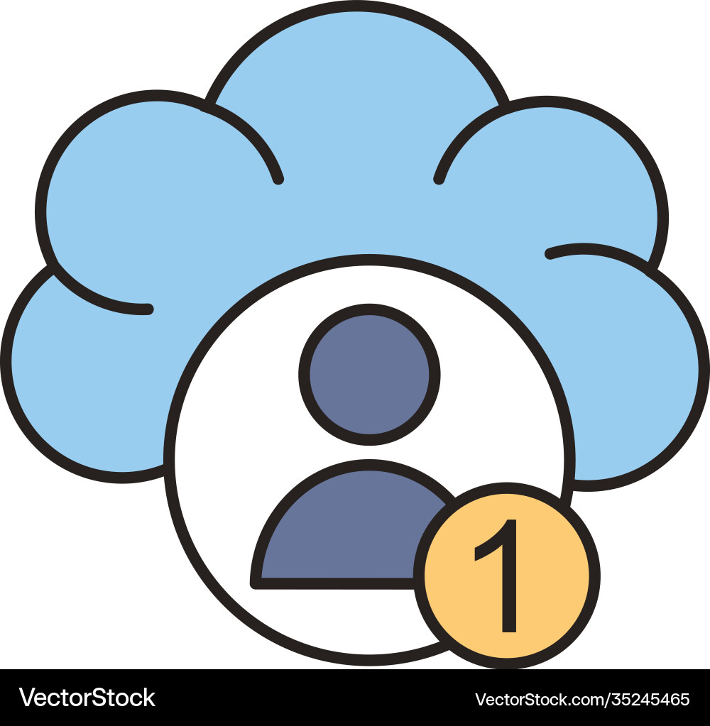 Profile avatar with number one in cloud computing vector image
