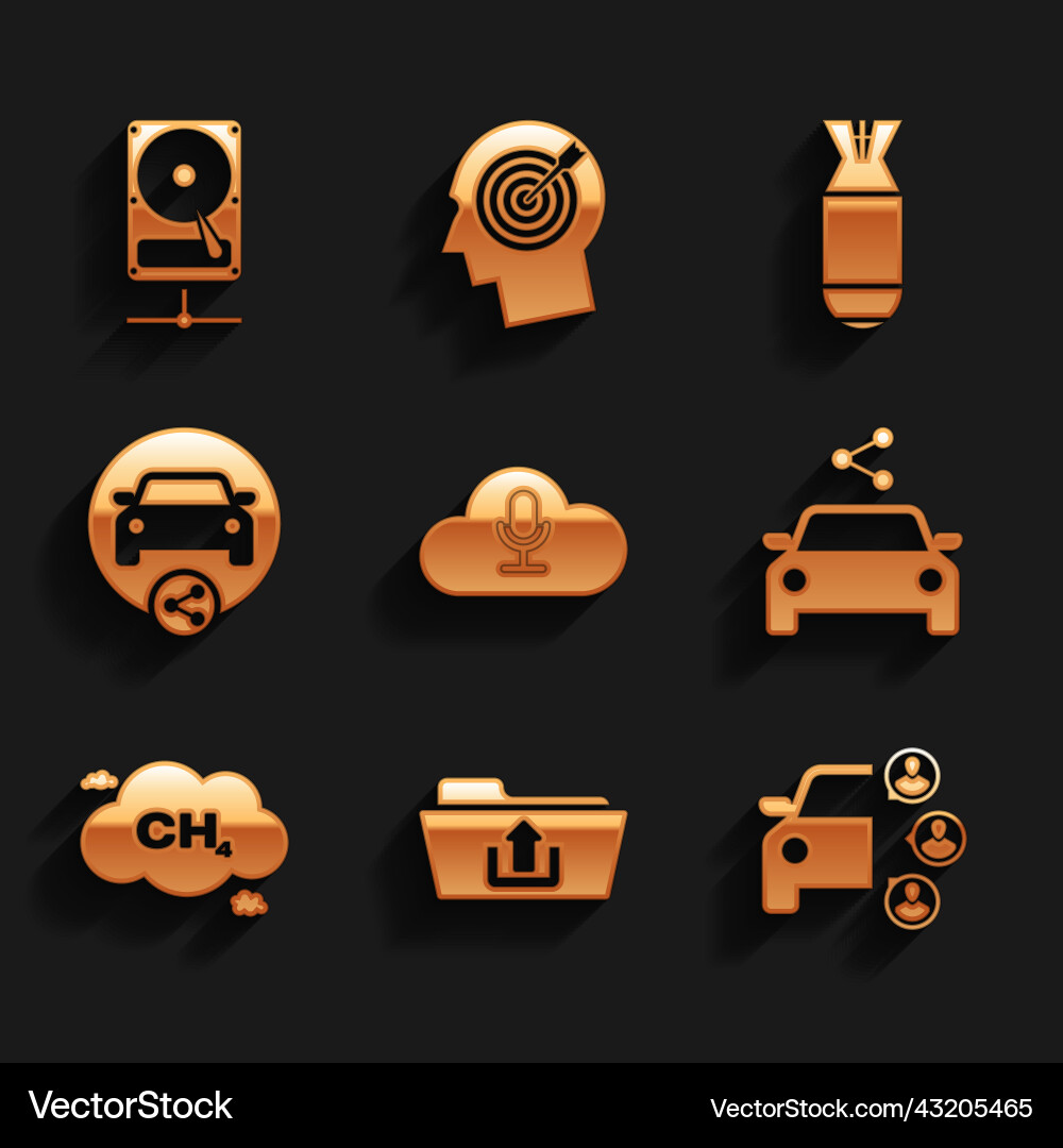 Set music streaming service folder upload car Set music streaming service folder upload car vector image
