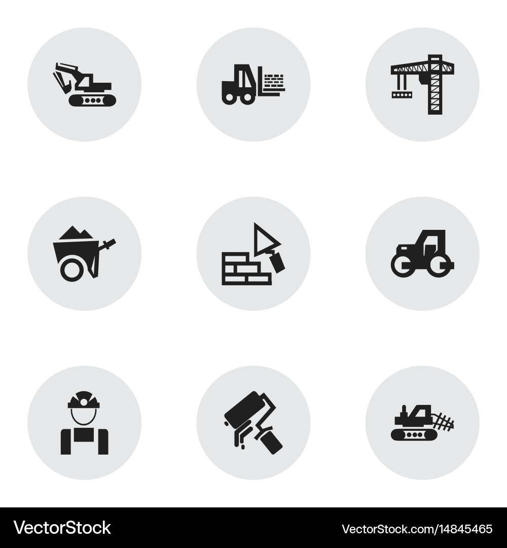 Set of 9 editable building icons includes symbols Vector Image