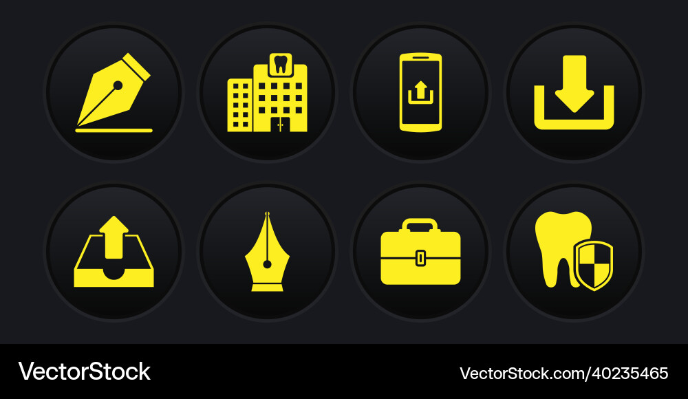 Set upload inbox download fountain pen nib Set upload inbox download fountain pen nib Vector Image