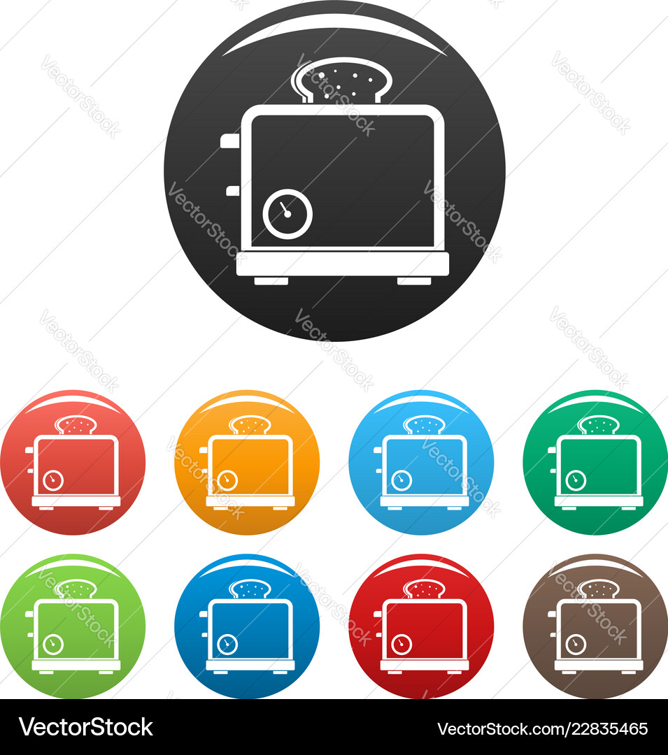 Timer toaster icons set color Timer toaster icons set color Vector Image