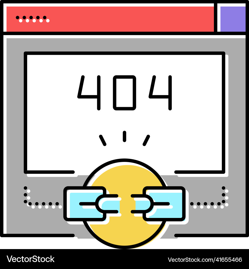 Broken link 404 error color icon Broken link 404 error color icon Vector Image
