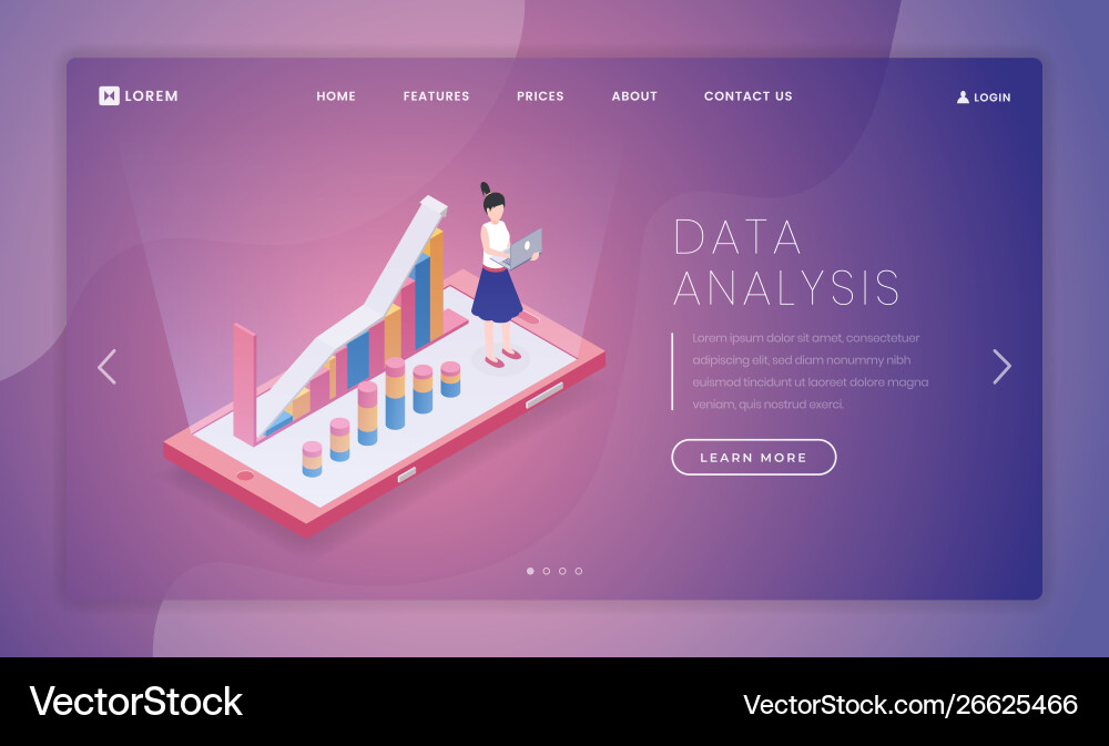 Data analysis landing page template Vector Image