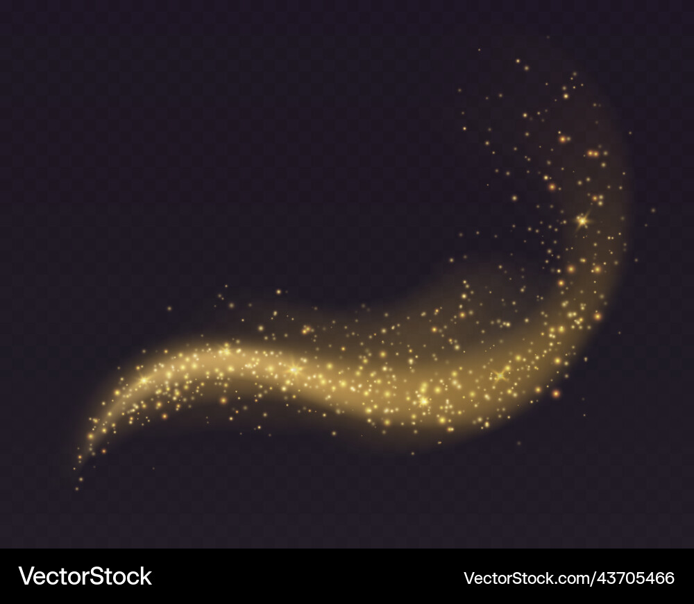 Golden dust cloud with sparkles isolated vector image