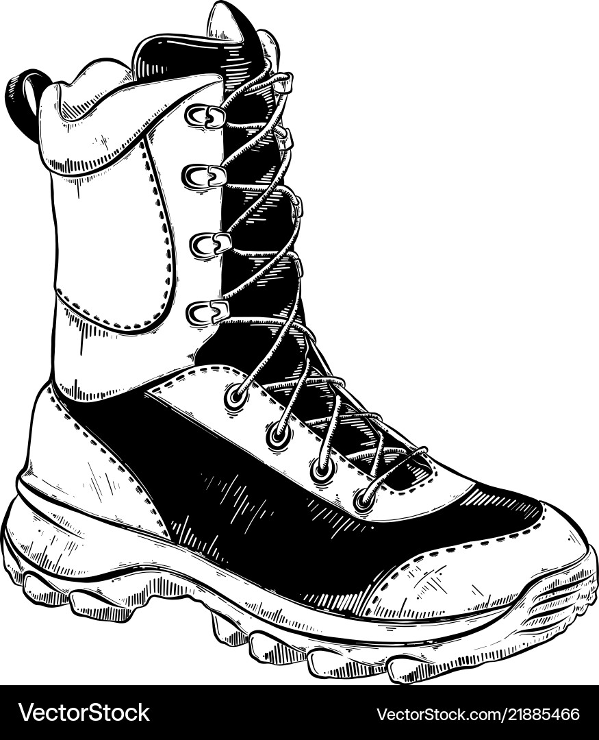 Hand drawn sketch of boot in black isolated vector image