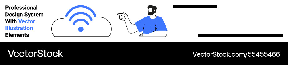 Man interacting with cloud-based wireless Man interacting with cloud-based wireless vector image