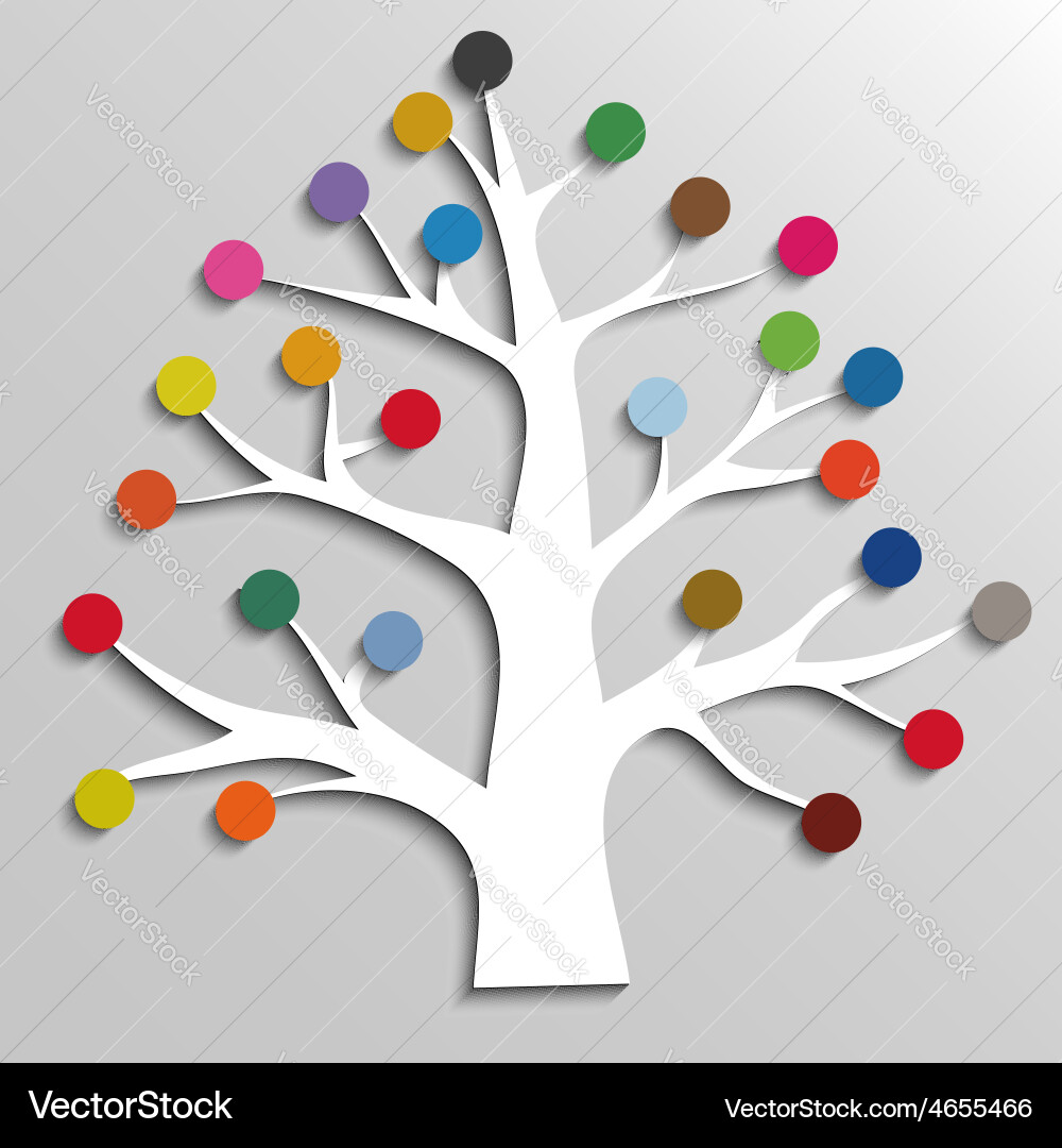 Paper Tree with Colorful Circles Vector Image