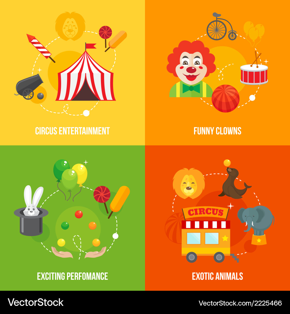 Retro Circus Icons - Animals & Performance Vector Image