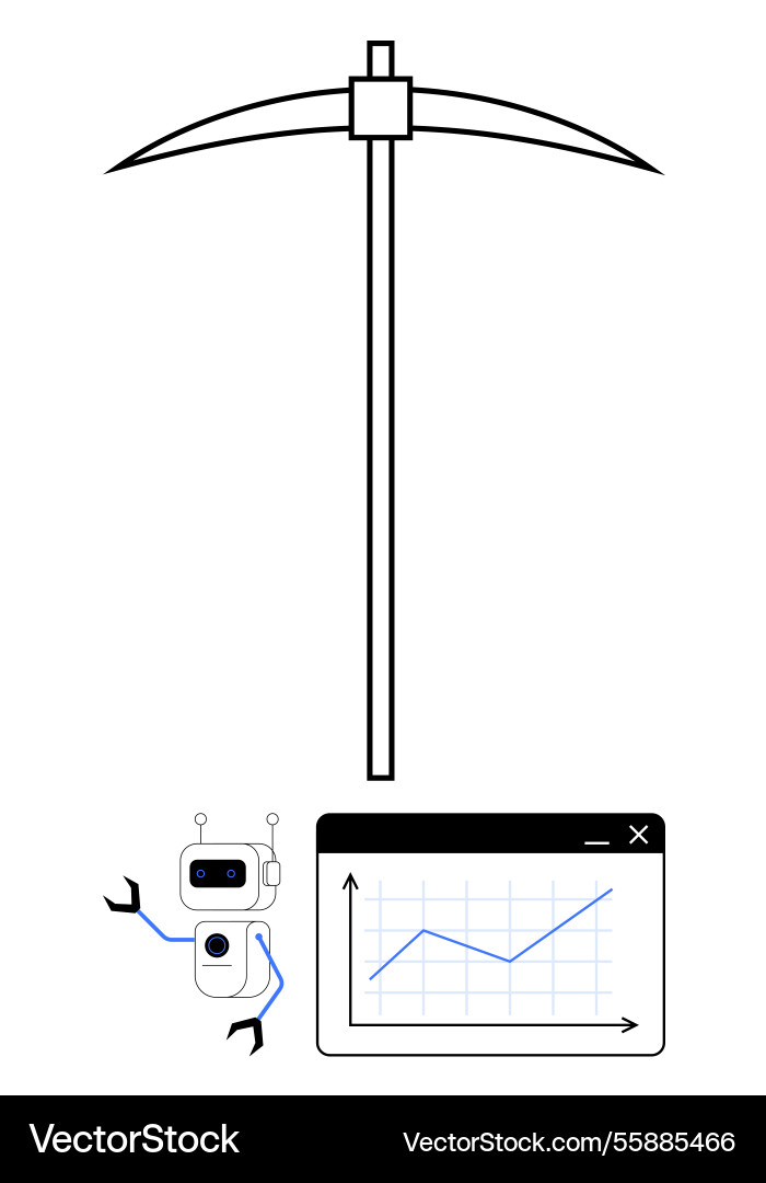 Robotic automation and data mining concept Robotic automation and data mining concept vector image