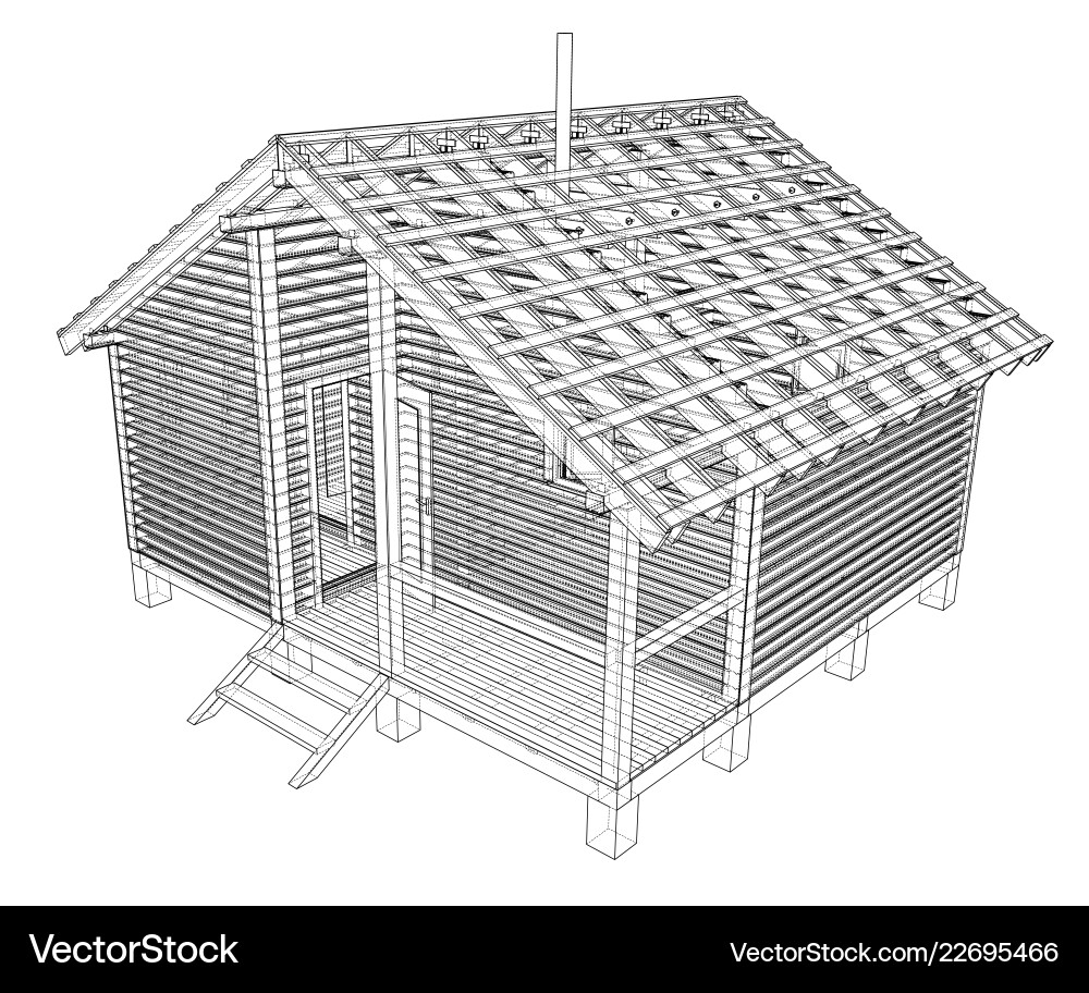 Sketch of small house rendering 3d Vector Image