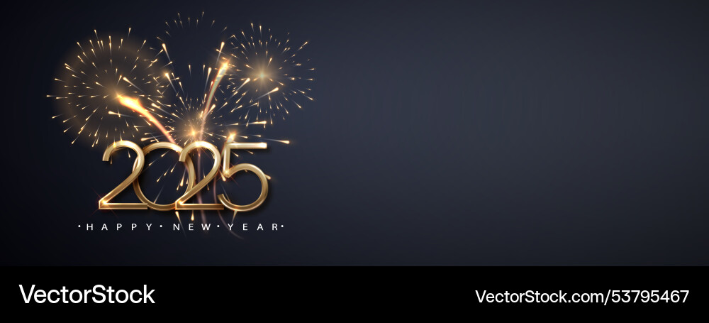 2025 happy new year gold metal number 2025 happy new year gold metal number vector image