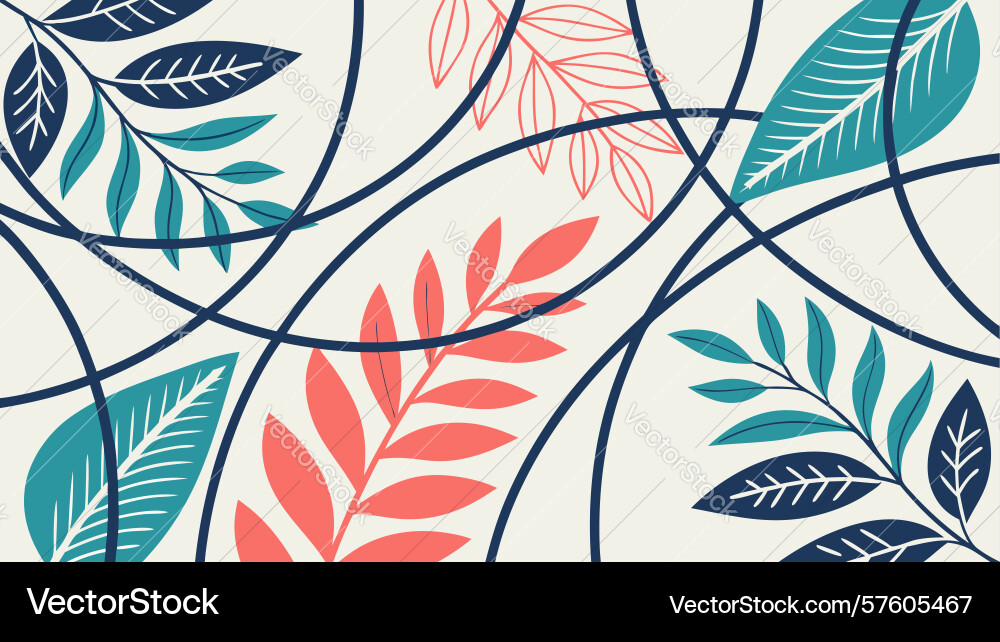 Abstract botanical pattern with wavy lines art vector image