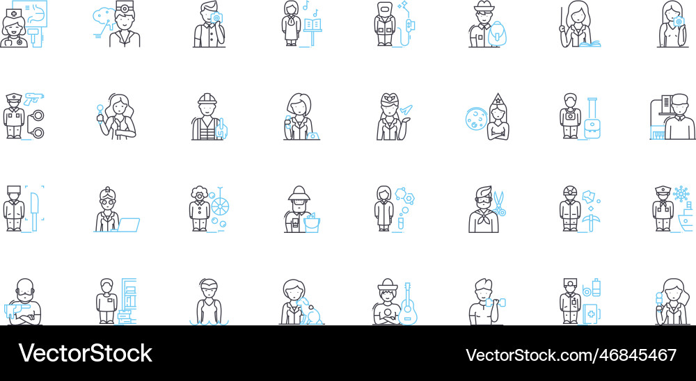 Calling linear icons set dialing ringing Vector Image