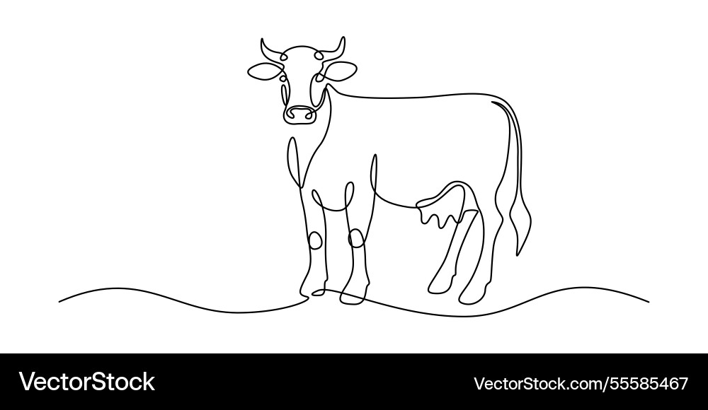 Cows on pasture in one continuous line drawing Cows on pasture in one continuous line drawing Vector Image