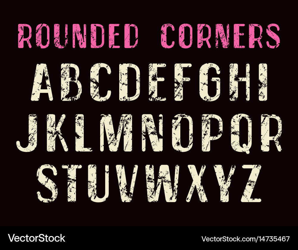 Decorative sans serif font with rounded corners Vector Image