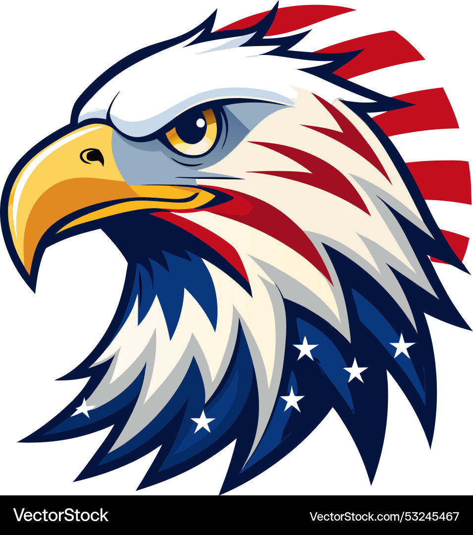 Eagle head with american flag pattern Royalty Free Vector