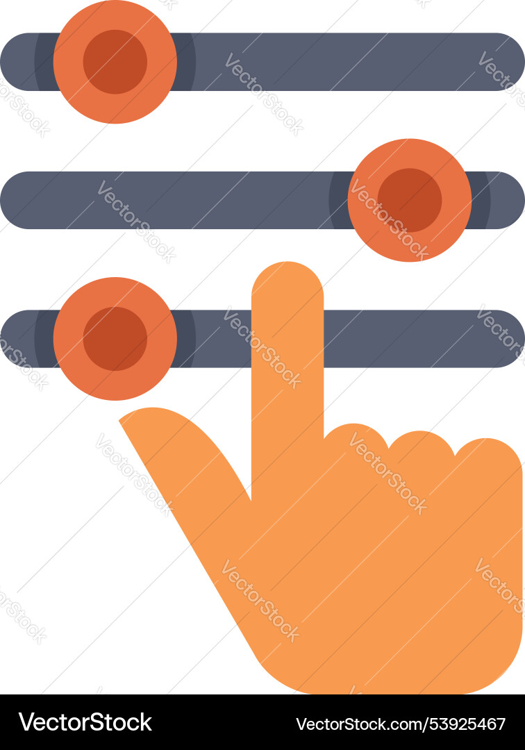 Hand adjusting settings with three slider buttons Hand adjusting settings with three slider buttons vector image