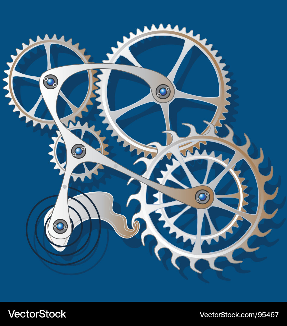 Interlocking Cogwheel Mechanism Vector Image
