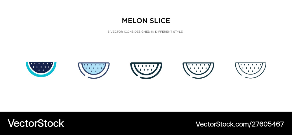 Melon slice icon in different style two colored Melon slice icon in different style two colored Vector Image