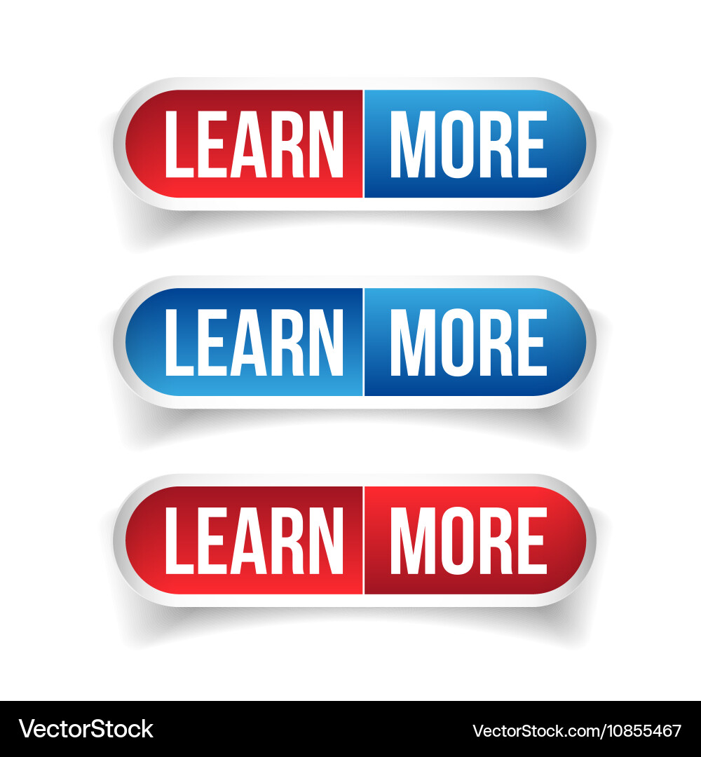 Modern Button Set - Learn More vector image