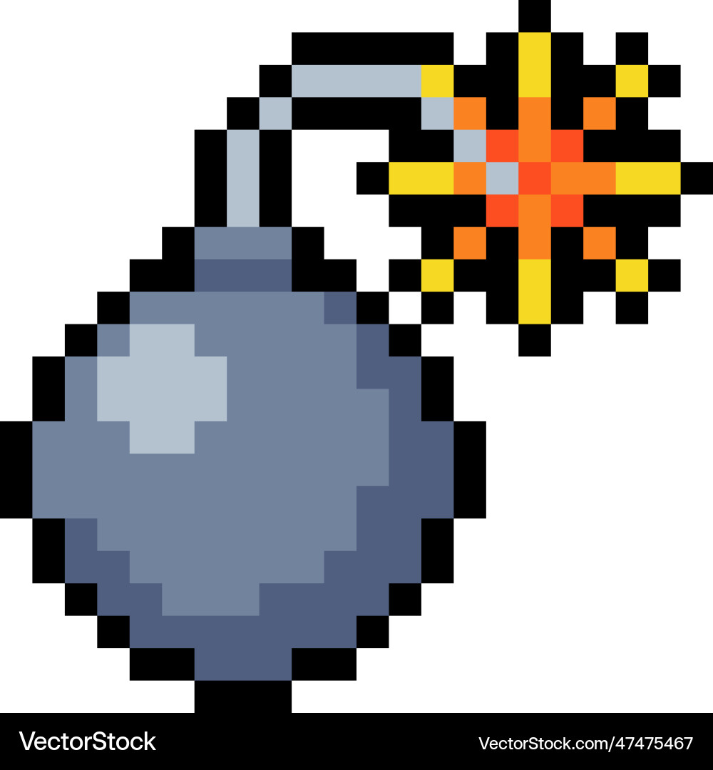 Pixel 8-bit bomb object as video game style Vector Image