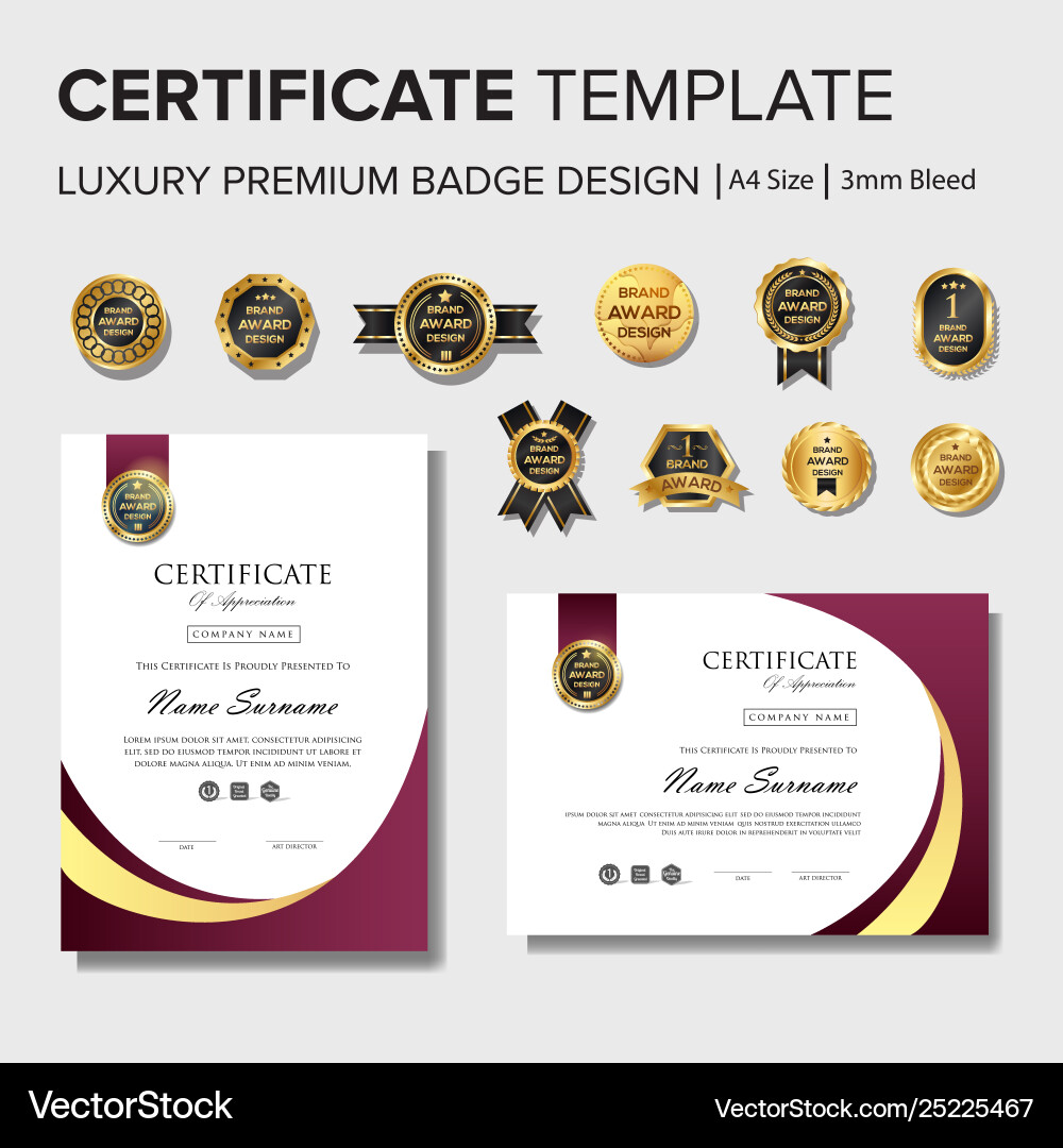 Professional certificate design with badge Professional certificate design with badge vector image