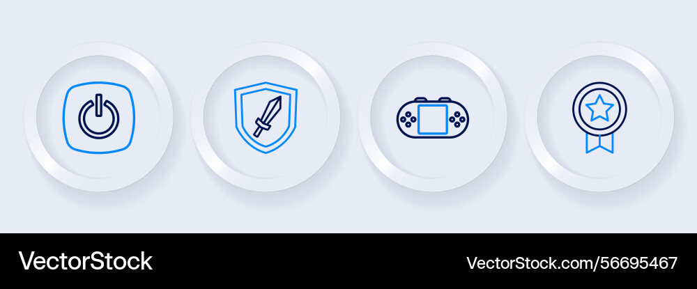 Set line game rating with medal portable video Vector Image