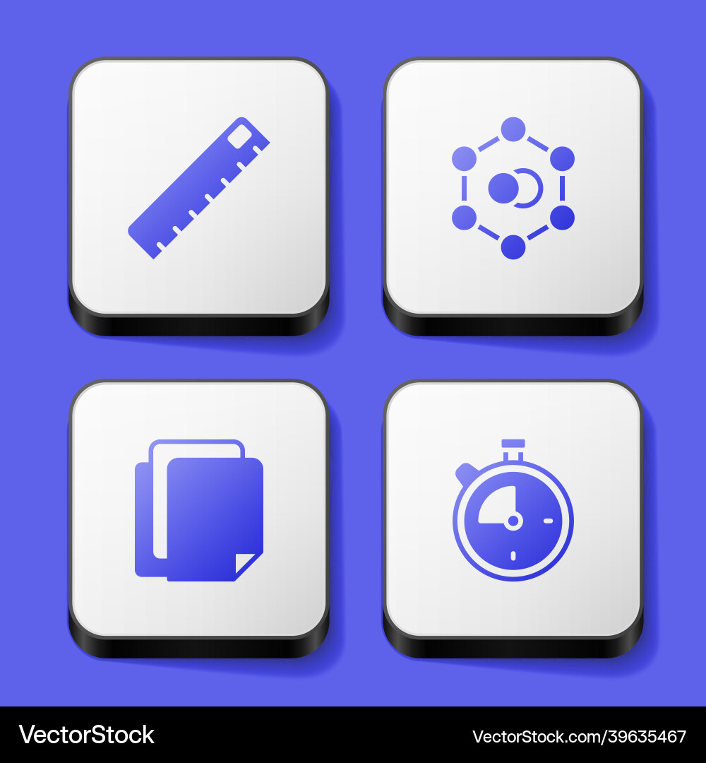 Set ruler molecule file document and stopwatch Set ruler molecule file document and stopwatch Vector Image