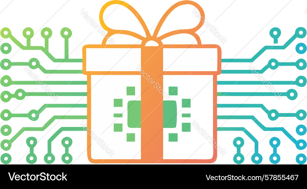 Tech-themed gift box with circuitry pattern Vector Image