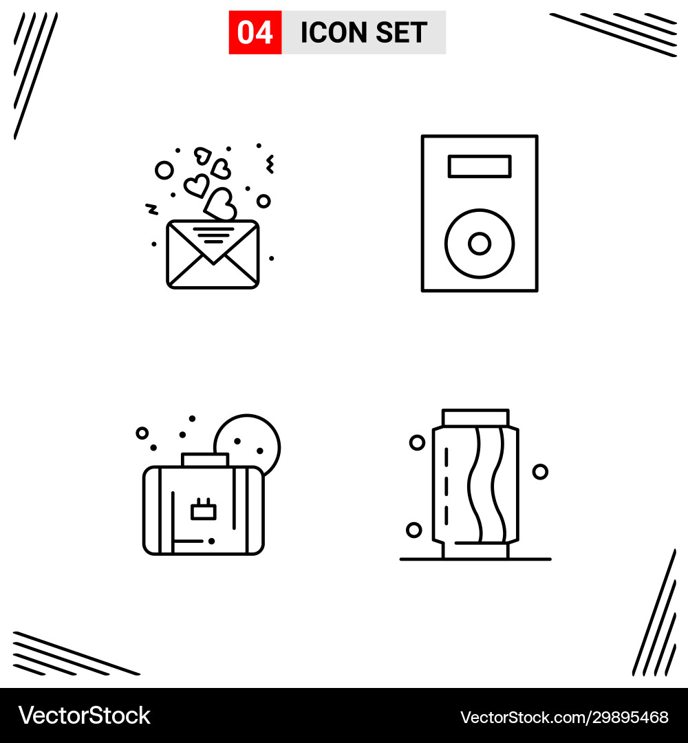 4 icons line style grid based creative outline Vector Image