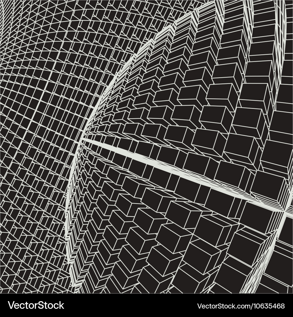 Abstract 3d illuminated distorted mesh sphere vector image