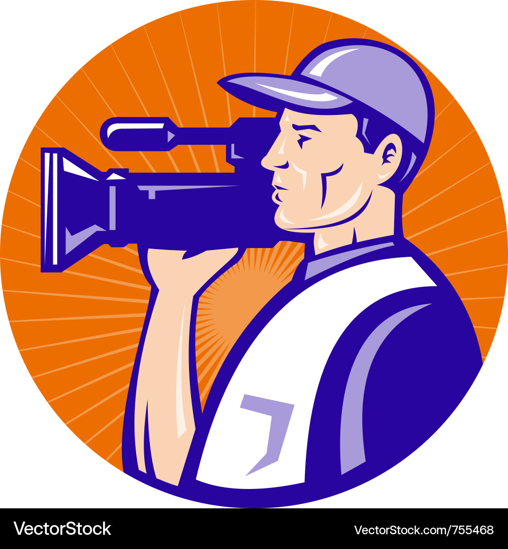 Cameraman holding movie camera Royalty Free Vector Image