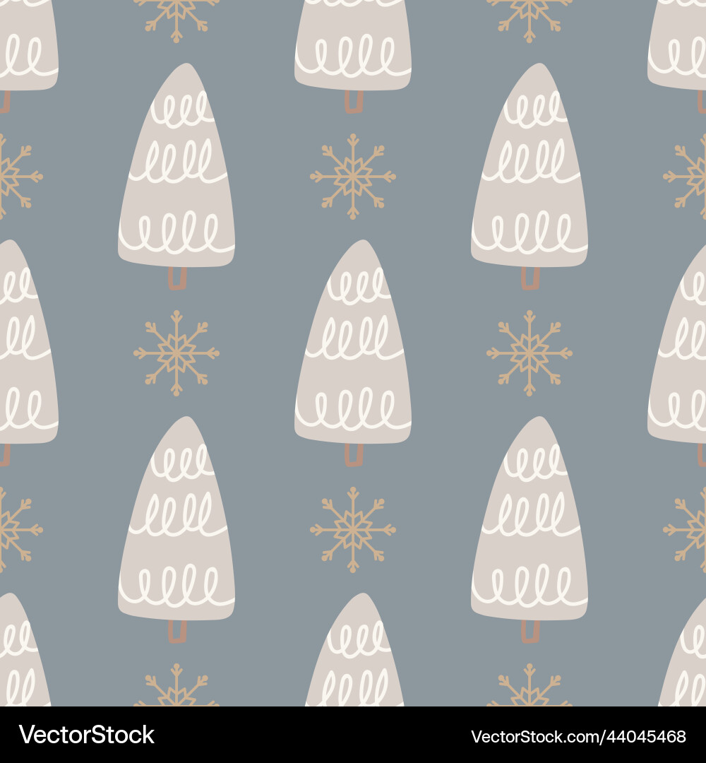 Christmas tree and snowflake seamless pattern new Christmas tree and snowflake seamless pattern new Vector Image