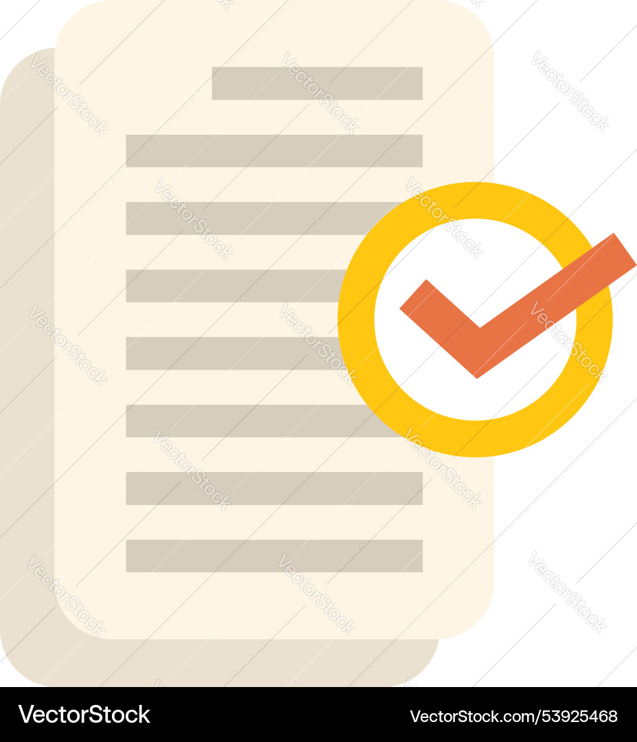 Document with check mark icon showing validation Document with check mark icon showing validation vector image