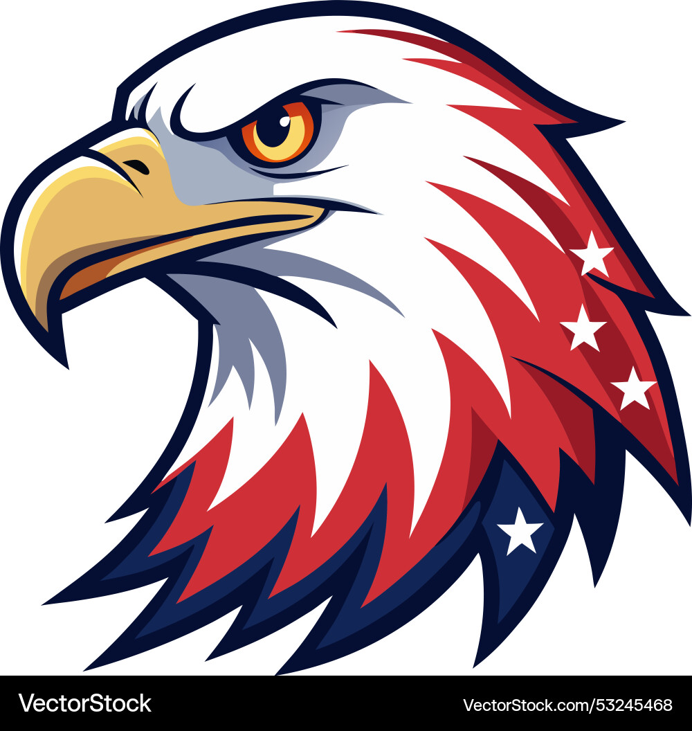 Eagle head with american flag pattern Royalty Free Vector