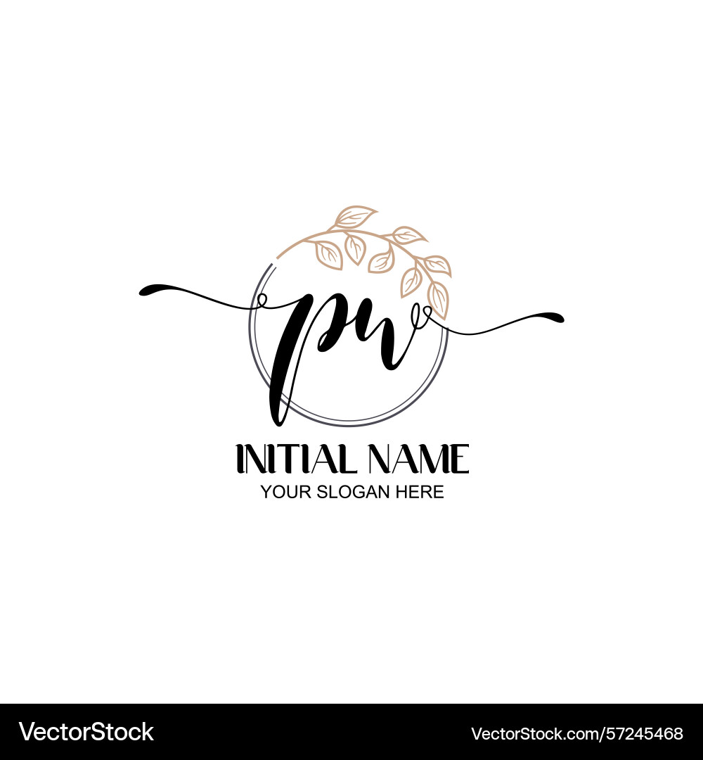 Elegant pw initial logo design with botanical Elegant pw initial logo design with botanical Vector Image