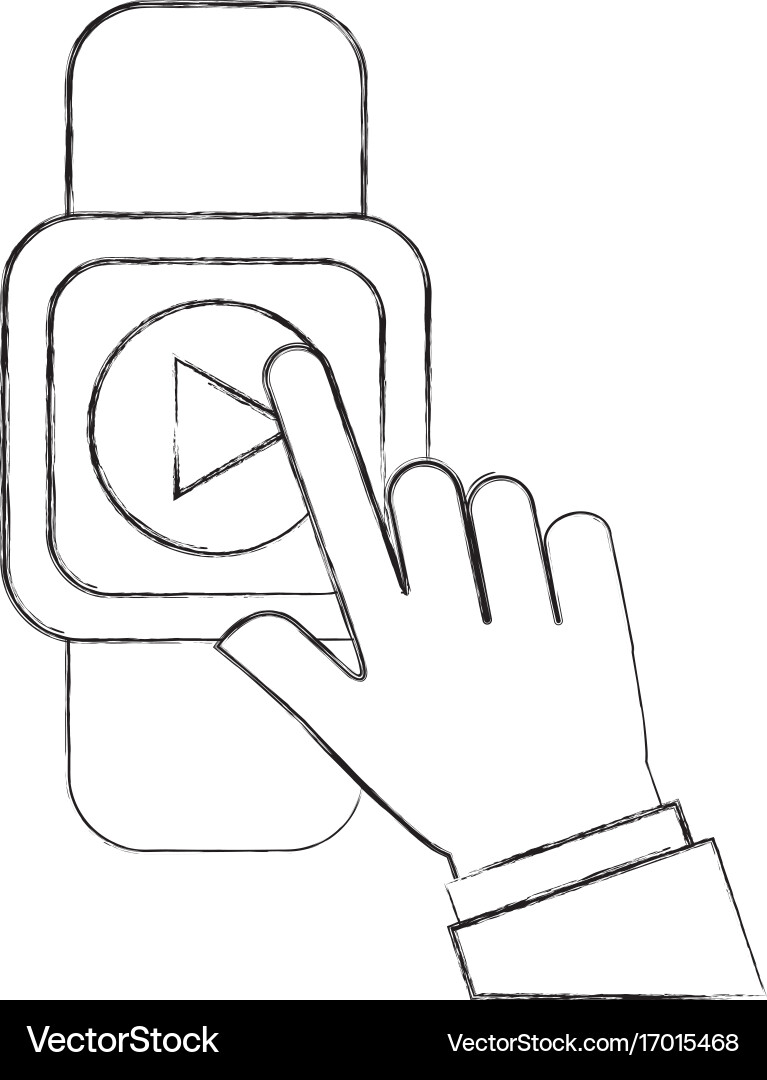 Hand user smartwatch with media player isolated Vector Image