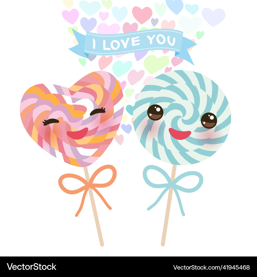 I love you card design with kawaii heart shaped vector image