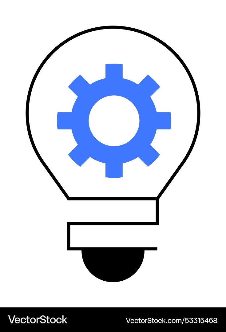Lightbulb with gear symbol inside conceptual image Lightbulb with gear symbol inside conceptual image Vector Image