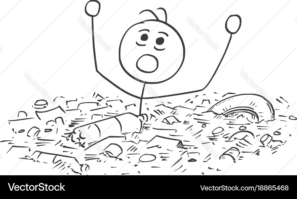 Man Submerged in Trash Heap vector image