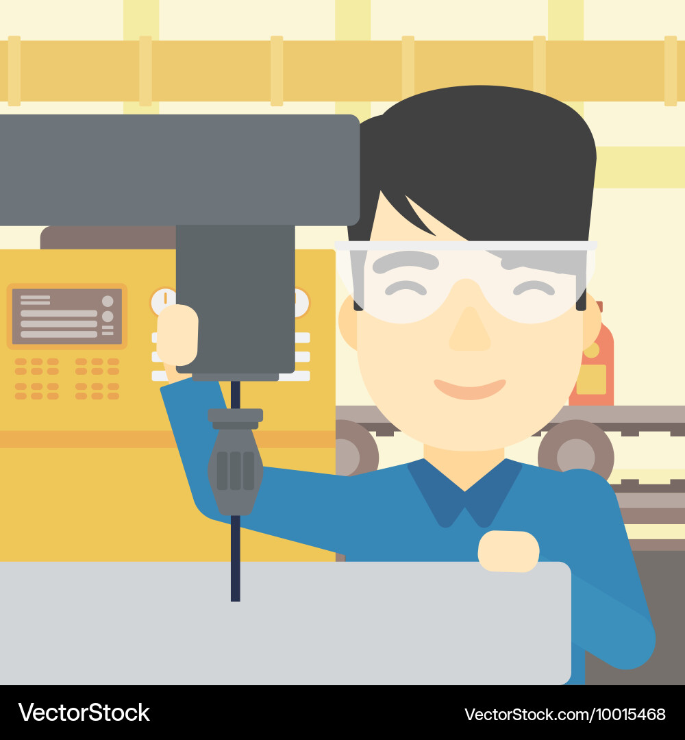 Man working on milling machine Vector Image