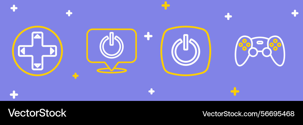 Set line game controller or joystick power button Vector Image